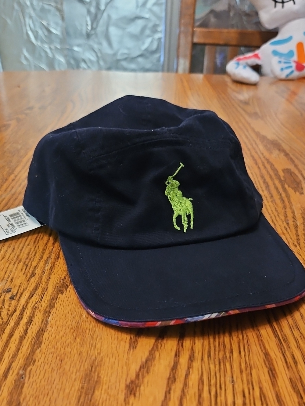 Polo by Ralph Lauren Navy Kids Hat with Lime Green Pony